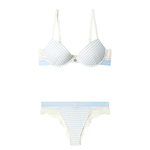 [롯데백화점][엠포리오 아르마니 언더웨어]스트라이프 ABCD컵 볼 륨 푸쉬업 브라 삼각팬티 세트 (0825185529-11529)