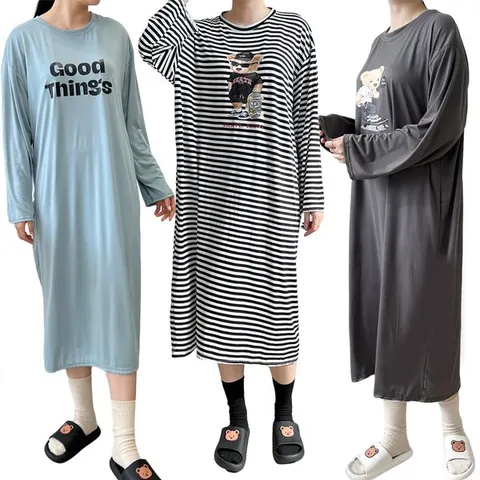 [하프클럽/제니유]제니유 여성 긴팔 롱 스판 원피스 홈웨어 잠옷 실내복