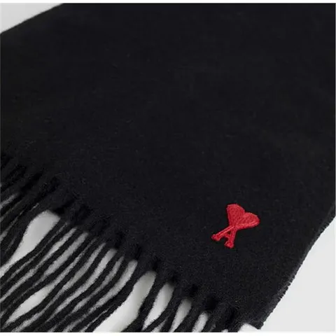 [명품]  하트 로고 울 머플러 목도리 블랙 USF405 334 001