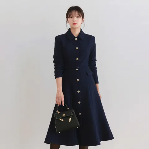 (~XXL까지) 리히트 카라 벨트 트위드 플레어 원피스 겨울 오피스룩 하객룩 연말룩 모임룩 파티룩 빅사이즈