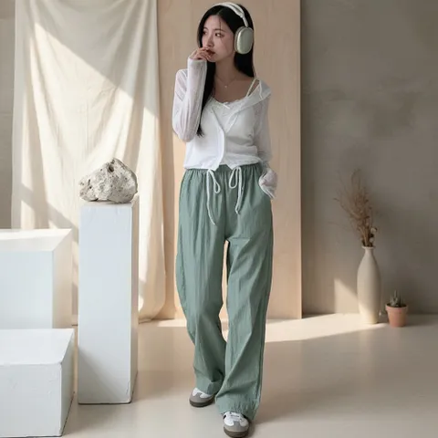 여성 여름 후드 가디건 밑단 스트랩 후디