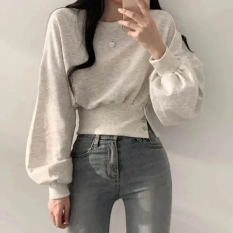 와이드 밴딩 여성 맨투맨 슬림핏 버튼 장식 맨투맨 여성맨투맨 슬림맨투맨