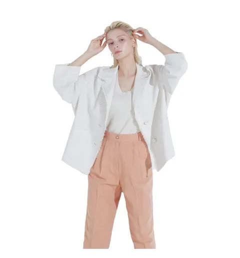 [다니엘에스떼] 루즈핏 프린지 트위드 자켓 아이보리