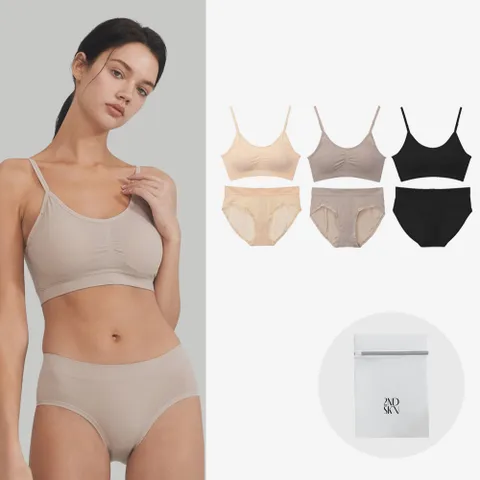 최초가 119,700원 (CJ단독) 에어라이트 브라팬티 세트 3종+세탁망