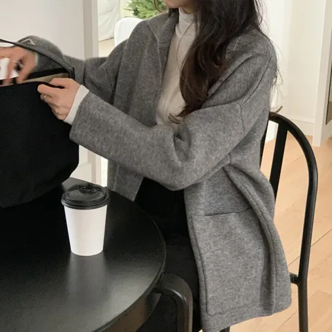 [브리치] 10가트 / 4734 박시 루즈핏 카라 하프 롱 니트 가디건 가을 겨울