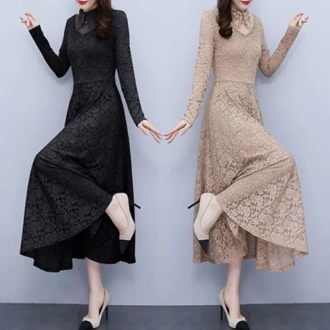 2색상 8368 롱원피스 레이스카라 CESS 원피스 원피스치마 레이스원피스 레이스치마원피스