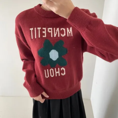 [브리치] 보블리에 / 플라워 레터링 니트