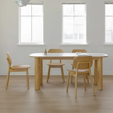 오엠 세라믹 원목 식탁 테이블 1800 내추럴 세트 (의자6)