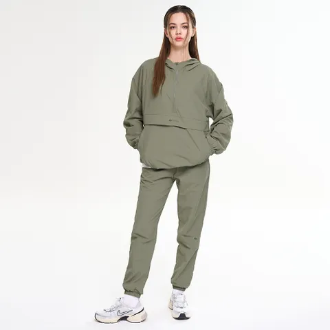 [SET] 캠프 우븐 바람막이 후드 집업 아노락 자켓 셋업 + 러닝 조거팬츠 세트 W 카키