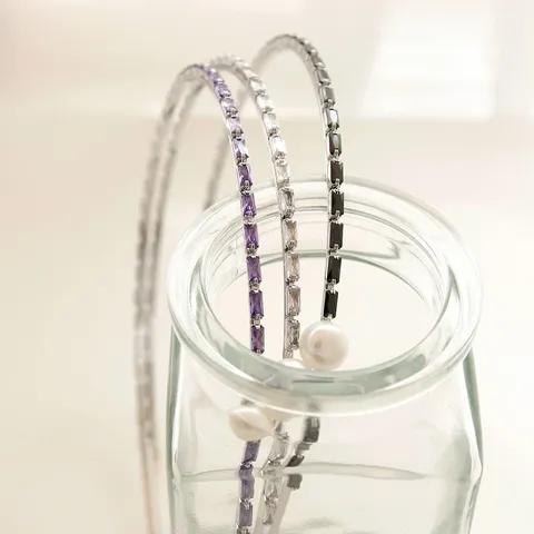 제이로렌 진주 포인트 슬림 큐빅 라인 헤어밴드 H0852