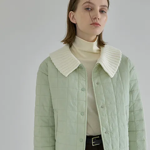 [최초가:179000원] 라이트 퀼팅 니트카라 숏 패딩 자켓S(JK-2783)