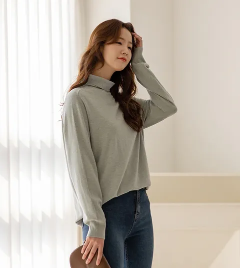 [66-120] 터틀넥 캐시미어 루즈 니트 티
