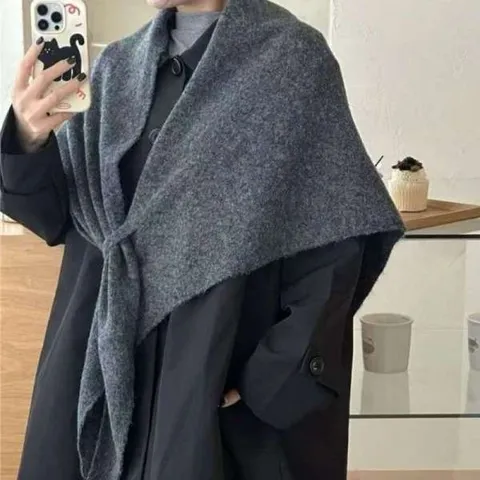 숄 머플러 여성 울 무지 니트 고리 빅 대형 가을 겨울 케이프