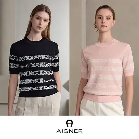 아이그너 24SS AIGNER 린넨블렌디드 체인로고 썸머 니트 여