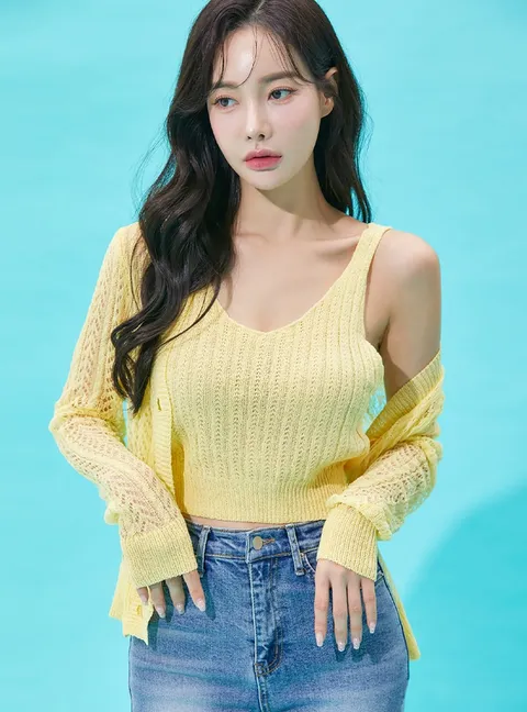 엘로이 나시 가디건세트