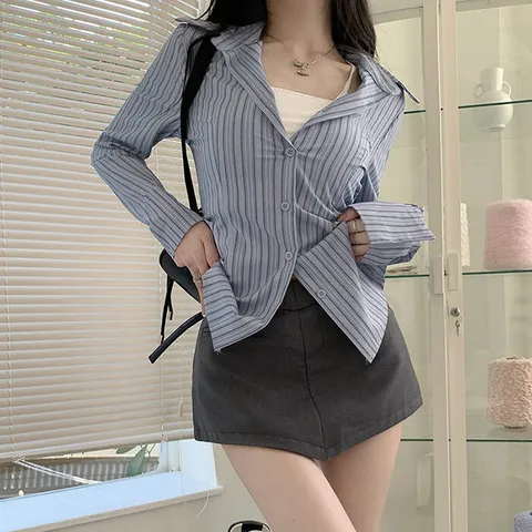 [브리치] 코키코키 / 간절기 스쿨룩 데일리 커디스 스트라이프셔츠