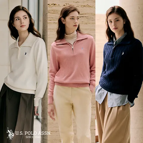 [U.S POLO ASSN.] 25FW 하프집업 니트 3종 여성
