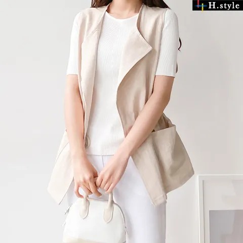 H스타일OT린넨숏베스트/여름/JK/린넨/자켓/점퍼