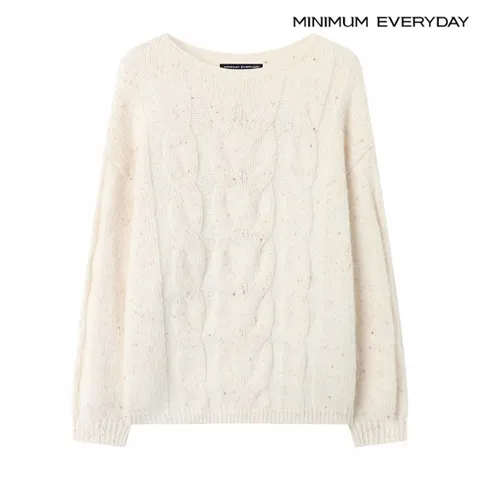 정상가:69,000원 ㅣ  에브리데이]베이직 라운드 꽈배기 긴팔 니트 (EB4KT044D)