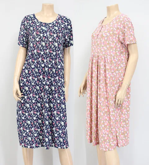 냉감 아이스쿨 플라워 반팔원피스 홈웨어[JB7483]여름잠옷원피스 실내복원피스