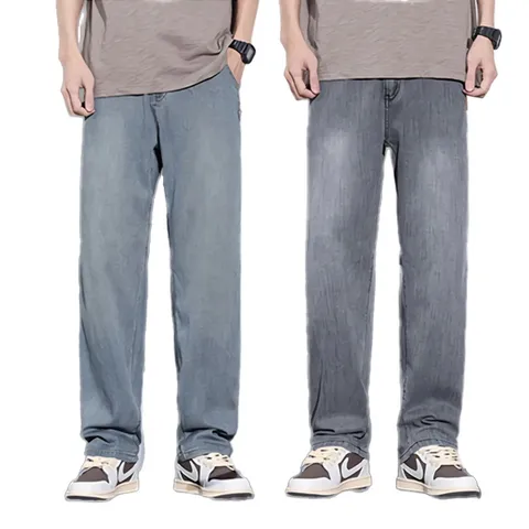 남성 청바지 여름 쿨링 일자 와이드 텐셀 데님 팬츠