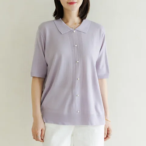 (100size)라구나반팔카라니트 KNF3023