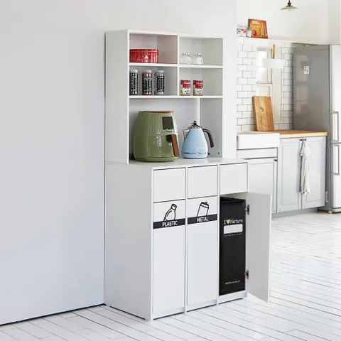 대용량 분리수거함 3단세트 (상단수납장포함)