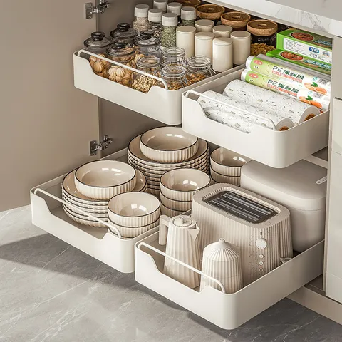 무타공 주방 접착식 슬라이딩 레일선반