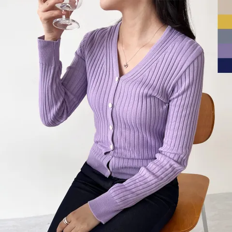 CBB 1006 여자브이기본골지가디건