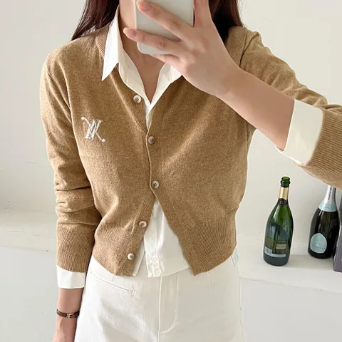 [브리치] 에이치다 / 태리 데일리 라운드 자수 니트 가디건 5color