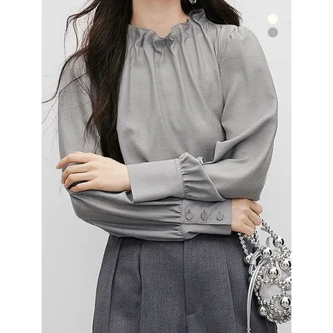 [하프클럽] 텔리 프릴넥 셔링 블라우스