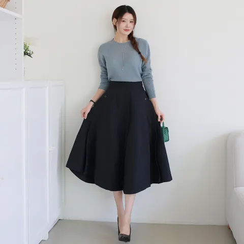 [최초가 79,900원]카이엘 린넨 코튼 블렌드 플레어 스커트