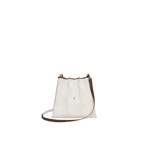 Lucky Pleats Canvas Cross Mini Ivory_Dark Brick