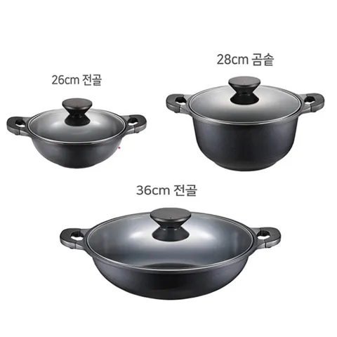 [롯데백화점][풍년]펄블랙주물IH(또는 주물코팅냄비)3종세트(26웍+28곰솥36양수전골)JUJU