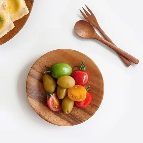 우드 플랫 라운드 플레이트 S