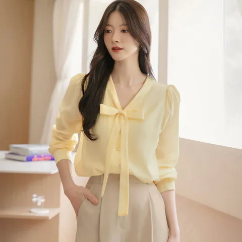 (~XXL까지) 플루이드 타이넥 블라우스 가을 하객룩 오피스룩 모임룩 격식룩 빅사이즈