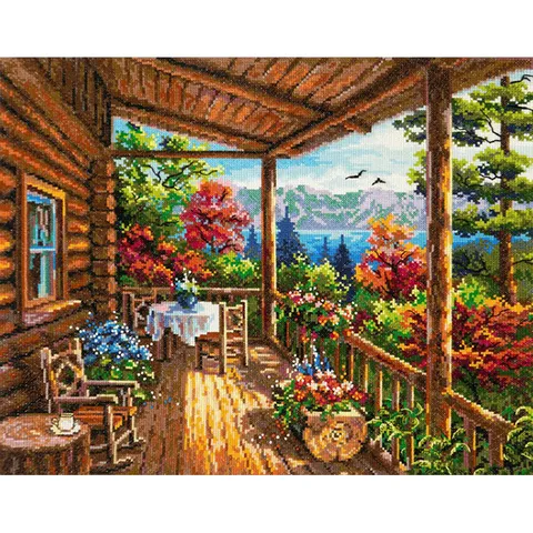 숲속의 별장 캔버스 보석십자수 40x50
