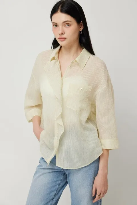 안젤라 스트라이프 러플 단작 셔츠 SAWS49531_CA