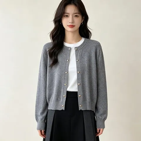 [하프클럽] 8컬러/골드하트단추니트가디건 mde2303065