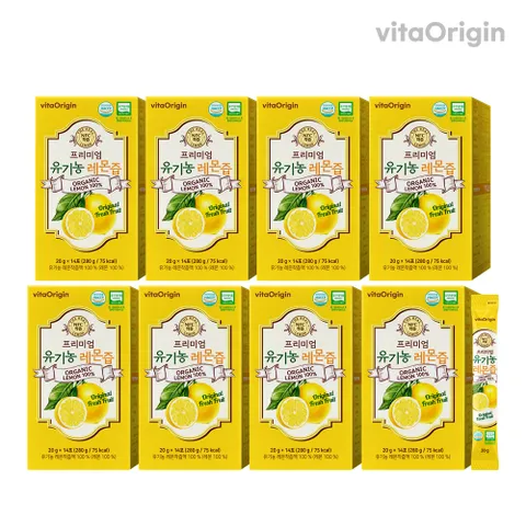 비타오리진 프리미엄 유기농 레몬즙 20g 14포 x 8박스