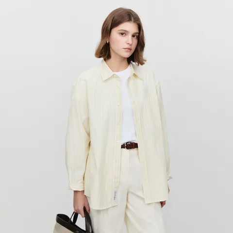 던스트 UNISEX STRIPED OVERSIZED SHIRT LEMON STRIPE_UDSH5A104Y1