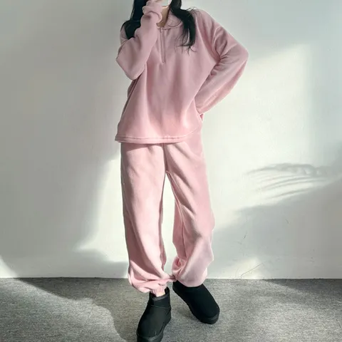 H스타일(SET)후리스세트 겨울 여성 뽀글이 양털 트레이닝복세트 츄리닝세트 폴라폴리스 홈웨어