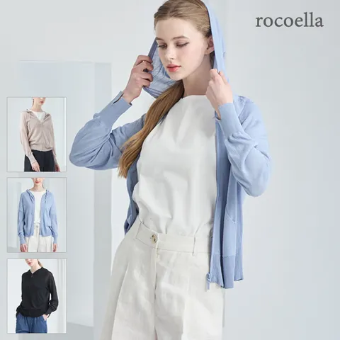 쉘리스 썸머 시스루 여성 니트 후드집업