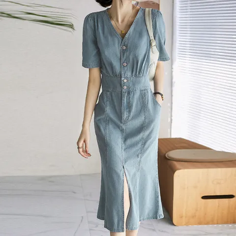 벨로스 데님 머메이드 원피스