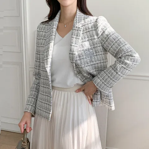 드리다 여성 봄 가을 빅사이즈 흰색 검정 트위드 자켓 40-50대 미시 엄마옷 하객 상견례 모임