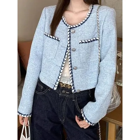 [하프클럽] 르미엘 연블루 트위드 자켓