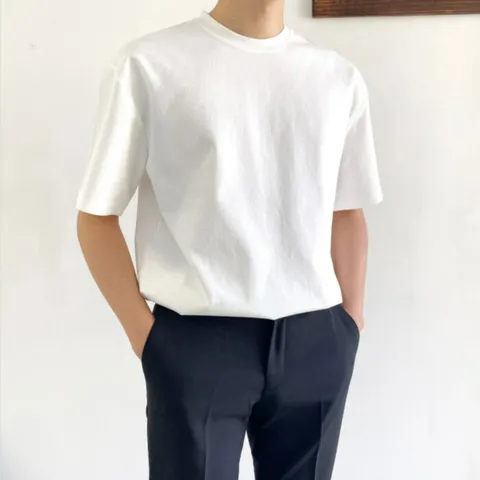 [브리치]  / 여름 벚꽃 쿨 정장 무지 반팔티셔츠 / 빅사이즈 2XL