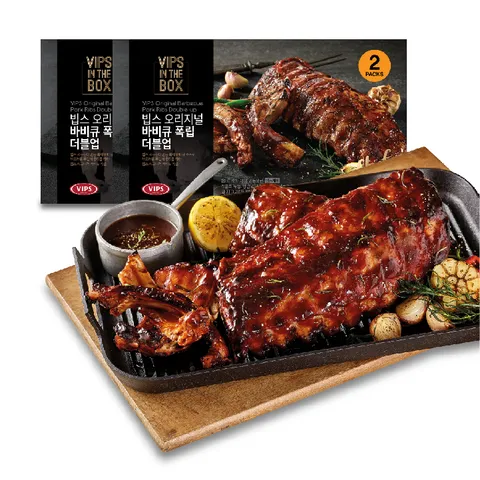 빕스 오리지널 바비큐 폭립 더블업 뼈 포함 900g X2팩