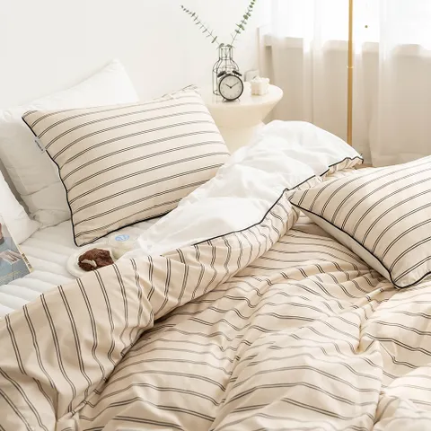 아토앤알로 뉴트럴 스트라이프 먼지없는 양면 이불커버 S/SS