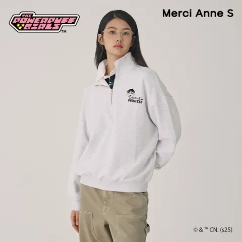 [롯데백화점][메르시앤 에스]파워퍼프걸 하프 집업 크롭 맨투맨 MBALTW2